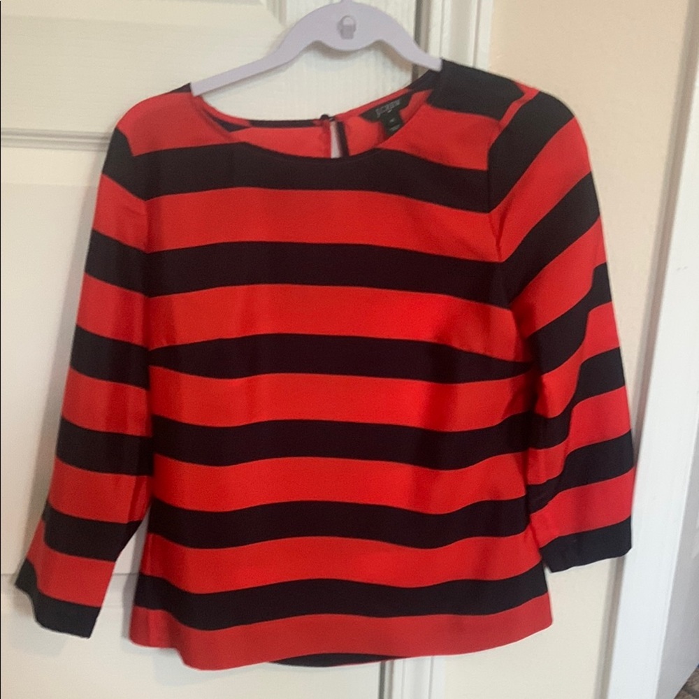 NWOT JCrew Red and Navy Striped Women's Top XS